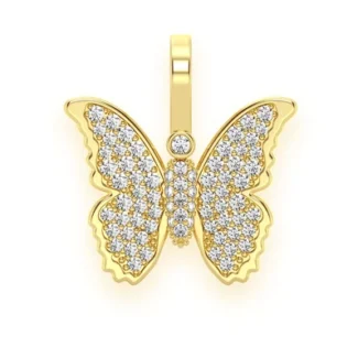 Butterfly Diamond Pendant Solid Gold 0.40ctw