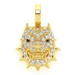 Pitbull Spike Collar Diamond Pendant Solid Gold 0.25ctw