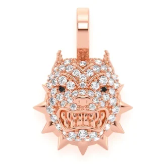 Pitbull Spike Collar Diamond Pendant Solid Gold 0.25ctw