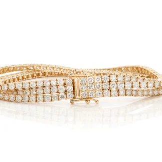 6pt Three Row Prong Set Diamond Tennis Bracelet Solid Gold 12.75ctw