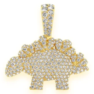 Dinosaur Diamond Pendant Solid Gold 2.35ctw